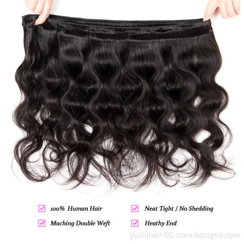 Factory Price India 100% Virgin Remy Human Hair Extension Double Machine Weft Natural Color Body Weave Bundles For Black Women